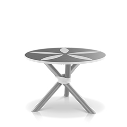 organic sand dollar dining table 48" kessler silver   light gray and white duraboard